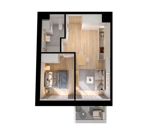 Mieszkanie B3.05 powierzchnia: 33,90 m2 | Dobry Szeląg mieszkanie dla singla